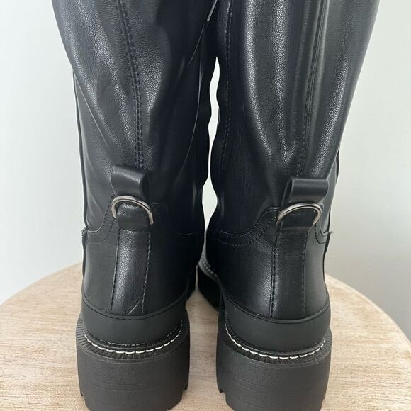 Sam Edelman Lerue Over The Knee Stretch Side Zip Lug Combat Boots Black NWOB - Picture 5 of 13